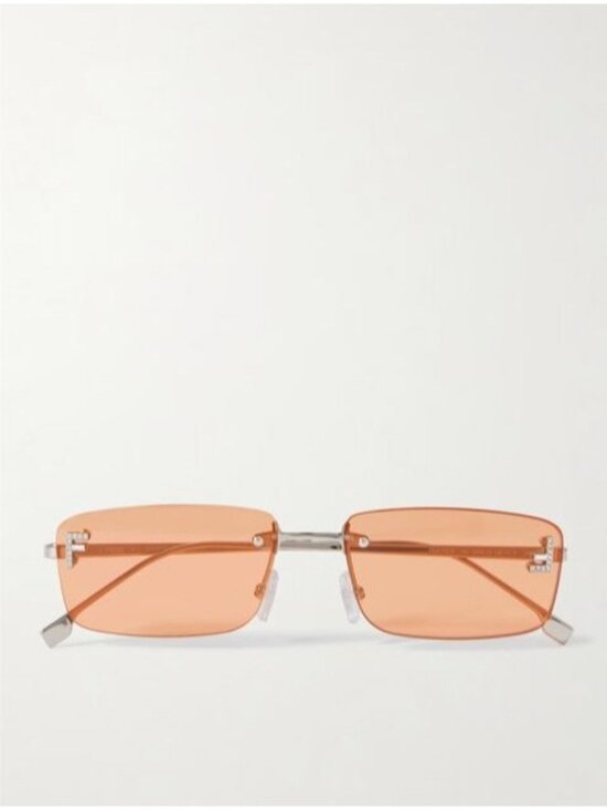 NWT Fendi FE4172US 16J Rectangular-frame crystal-embellished silver-tone sunglas